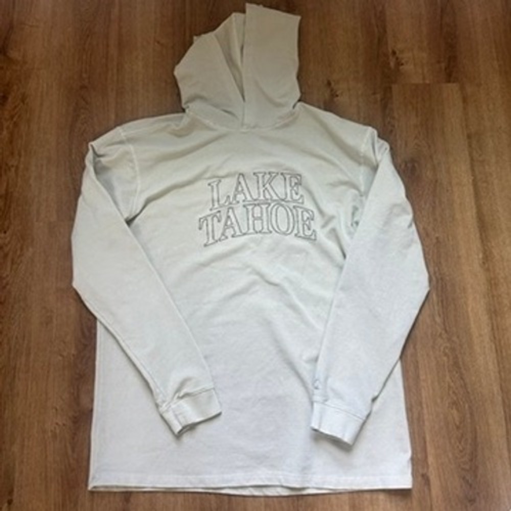 Lake Tahoe Embroidered Cotton Hoodie Tan Green